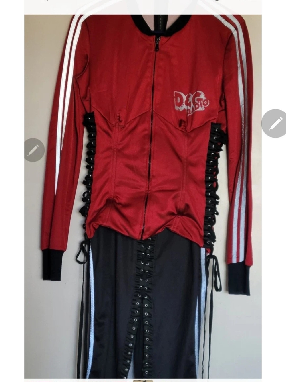 Rare Dolce & Gabbana Red  Black Varsity Corset Footbapl Skirt & Jacket